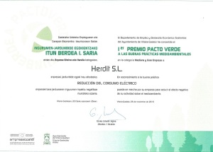 Primer Premio Pacto Verde  a las buenas practicas medioambientales